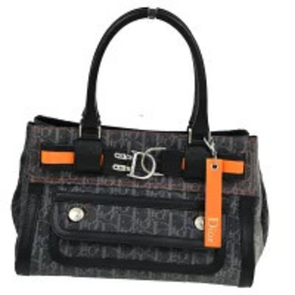 Christian Dior CD Flight Trotter Handbag Denim Leather Navy Blue SHW